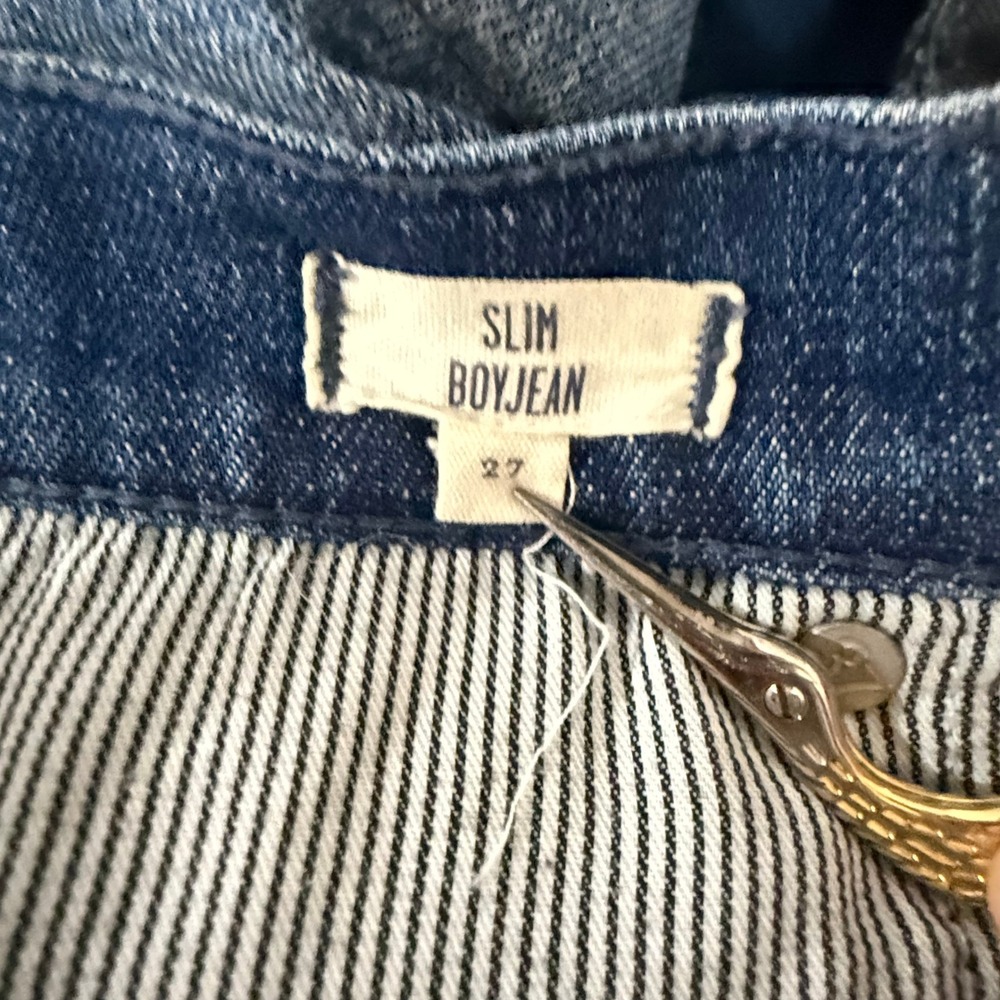 Madewell Slim Boyjean Womens 27 Blue Good Distressed Patchwork B7426 Denim - Picture 4 of 9